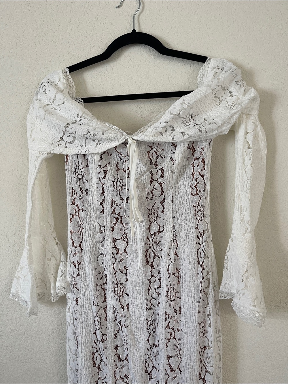 Maternity White Lace Off-Shoulder Maxi Dress - Picture 2 of 6